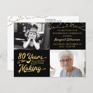 Cartão Postal 80 Birthday 2 Fotos de Anos Retroativos no Fazer