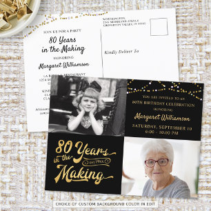 Cartão Postal 80 Birthday 2 Fotos de Anos Retroativos no Fazer