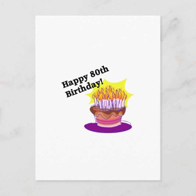 Cartão Postal 80 de Bolo de Aniversário (Frente)