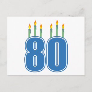 Cartão Postal 80 Velas de Aniversário (Azul / Verde)