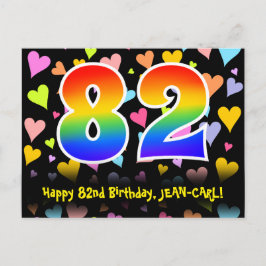 Cartão Postal 82º Aniversário: Padrão de Corações Divertidos, Ar