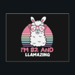 Cartão Postal 82nd Birthday Llamazing Llama 82 Year Old Birthday<br><div class="desc">Retro Vintage Style Birthday Gift Design Perfect To Pair With Shorts,  Leggings Or Jeans For A Casual Yet Trendy Look. Humorous Funny Humor Birthday Gift Outfit For Family Member,  Loved One Or Yourself. Matches Loads Of Clothes. GET YOURS TODAY!</div>