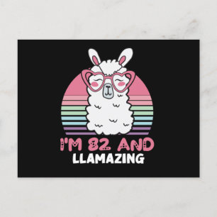 Cartão Postal 82nd Birthday Llamazing Llama 82 Year Old Birthday