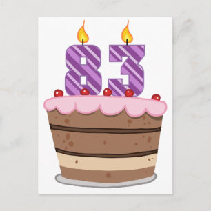 Cartão Postal 83 anos de idade no Bolo de Aniversário