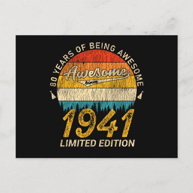 Cartão Postal 84 Anos de Idade Presente Retro Incrível de Aniver (Frente)