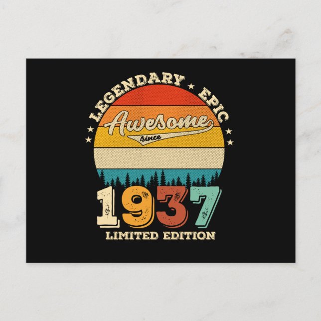 Cartão Postal 88 Aniversário 1937 Presente Incrível para 88º Ani (Frente)