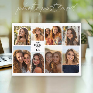 Cartão Postal 8 Colagem de Fotos Minimalista - Grade Preto e Bra