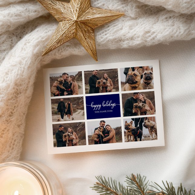 Cartão Postal 8 Fotos Felizes Feriados Marinho de Colagem Modern (Criador carregado)