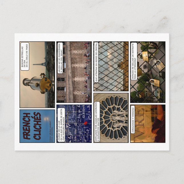 Cartão Postal 8 postales "French Clichés" con poema en Francés (Frente)