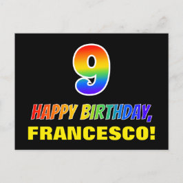 Cartão Postal 9º aniversário: Negrito, Divertido, Simples, Arco-