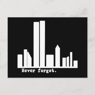 Cartão Postal 9-11 Nunca Esqueça NY Skyline Camisetas, Botões