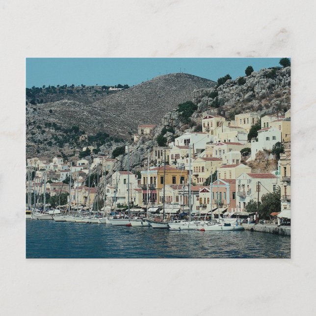 Cartão Postal A abordagem ao porto em Symi Island, Dodecan (Frente)