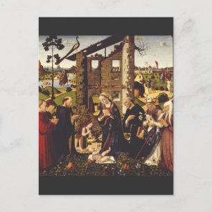 Cartão Postal A Adoração de Biagio d'Antonio Arte Medieval