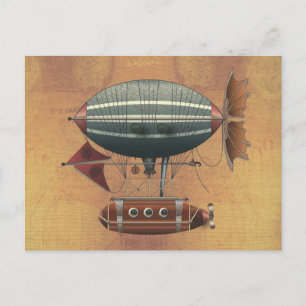 Cartão Postal A Aeronave Aleutian Steampunk Flying Machine