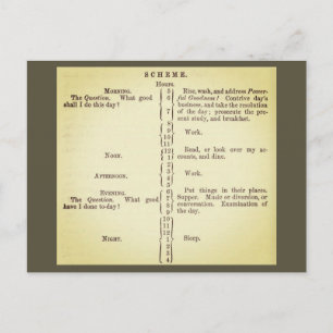 Cartão Postal A agenda de rotina de Benjamin Franklin