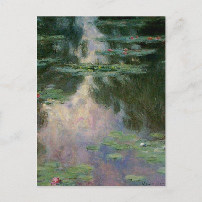 Cartão Postal A ÁGUA ESTÁ EM PINK VERDE POND, por Claude Monet (Frente)