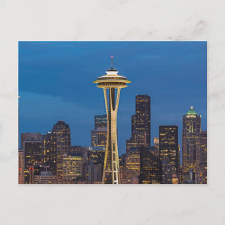 Cartão Postal A Agulha Espacial e o centro Seattle
