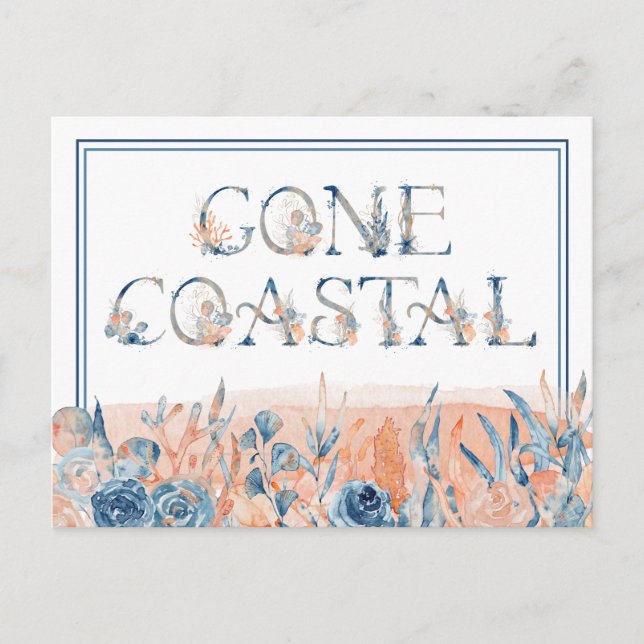 Cartão Postal A Aquarela Azul Costeira Coral Ficou Aquecida Nós  (Frente)