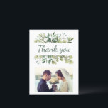 Cartão Postal A Aquarela Elegante Deixa Foto Personalizada De Ca<br><div class="desc">Fotografia elegante e simples agradeço as cartas com o banner das folhas de aquarela e sua mensagem personalizada ao contrário.</div>