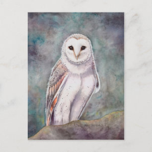 Cartão Postal A Arte em Aquarela da Vida Selvagem da Coruja-das-