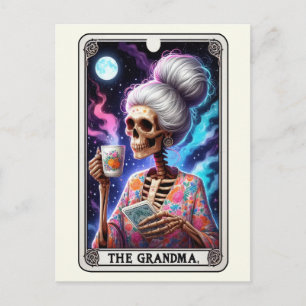Cartão Postal A Arte Tarot da Vovó Floral Esqueleto Aconchegante