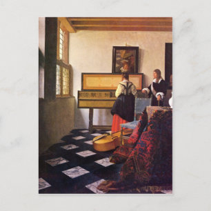 Cartão Postal A aula de música de Johannes Vermeer