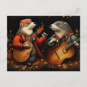 Cartão Postal A Banda Folk Art Otter Duet