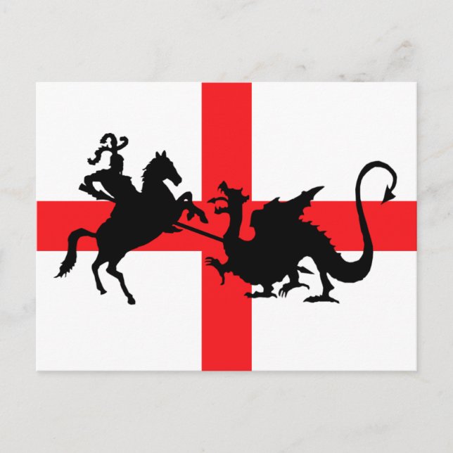 Cartão Postal A bandeira inglesa George e o Dragão (Frente)