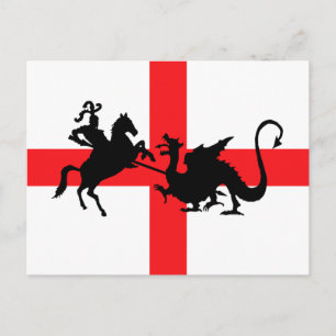 Cartão Postal A bandeira inglesa George e o Dragão