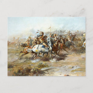 Cartão Postal A Batalha Custer de Little Bighorn Russell