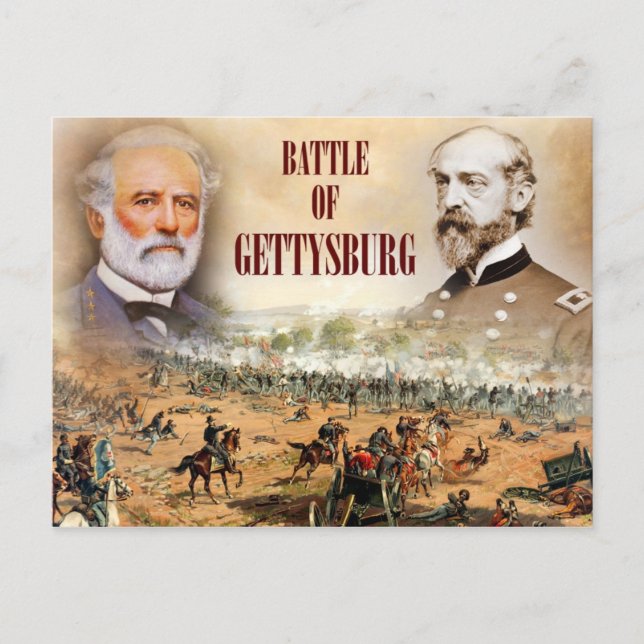 Cartão Postal A Batalha de Gettysburg com Lee e Meade (Frente)