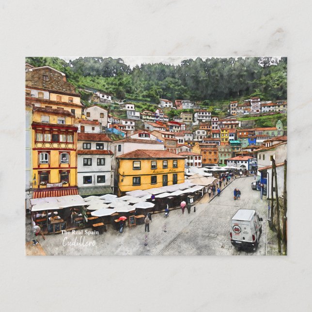 Cartão Postal À Beira-Mar Cudillero - O Verdadeiro Post Postcard (Frente)