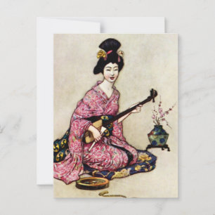 Cartão Postal “A Bela Dançarina de Yedo” por Warwick Goble