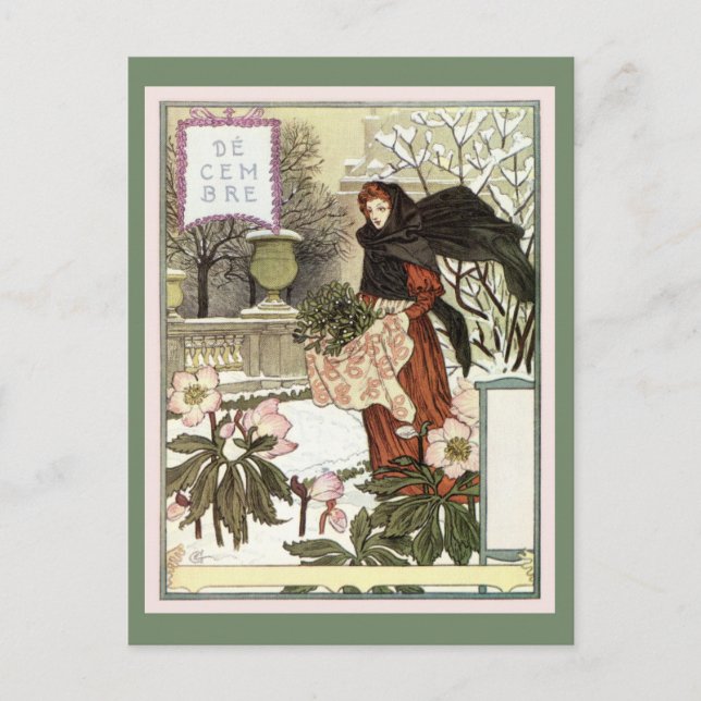 Cartão Postal A bela mulher jardineira clássica arte suíça franc (Frente)