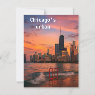 Cartão Postal A beleza urbana de Chicago banhou à luz do ouro. �
