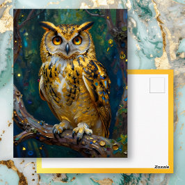 Cartão Postal A Blue and Gold Owl |m Keeping in Touch