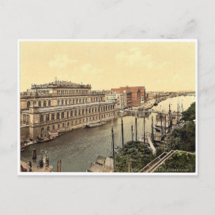 Cartão Postal A bolsa e o porto, Konigsberg, Prússia Oriental, G