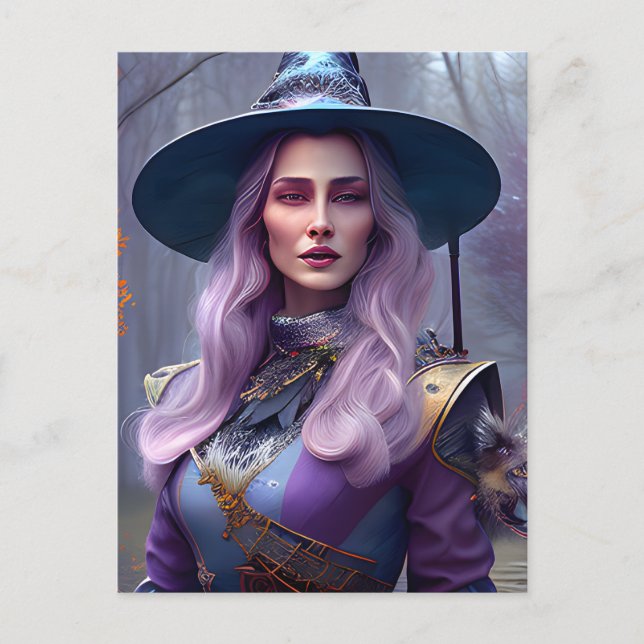 Cartão Postal A Bruxa Com Cabelo Roxo (Frente)