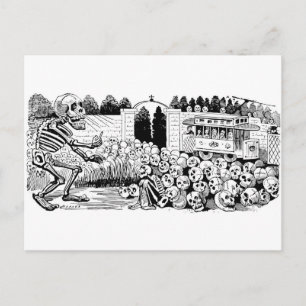 Cartão Postal A Calavera dos Carros de Trolley, 1907, México