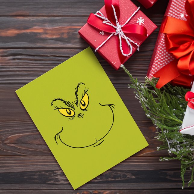 Cartão Postal A Cara do Grinch Roubou o Natal (Card on table)