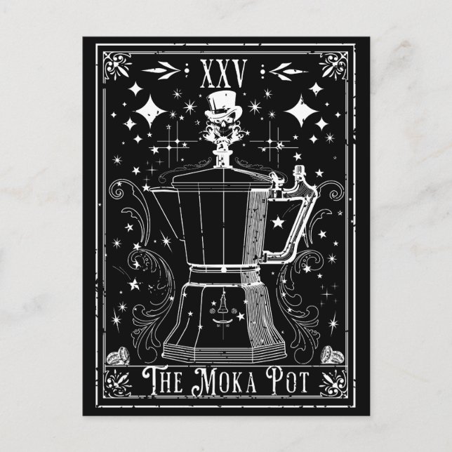 Cartão Postal A Carta de Tarô de Café Moka Pot (Frente)