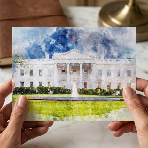 Cartão Postal A Casa Branca em Washington DC Aquarela