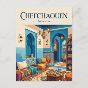 Cartão Postal A Casa de Chá Lanterna Azur Marrocos