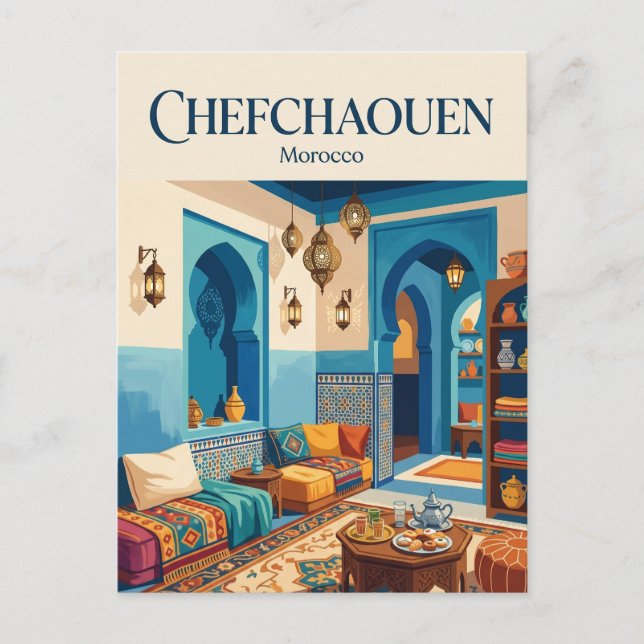 Cartão Postal A Casa de Chá Lanterna Azur Marrocos (Frente)