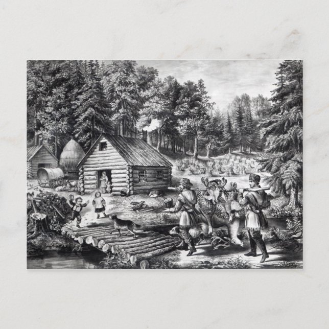 Cartão Postal A Casa do Pioneiro na Fronteira Ocidental (Frente)