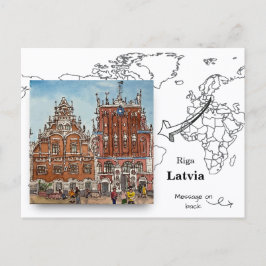 Cartão Postal A Casa dos Cabeças Pretas, Riga Letônia