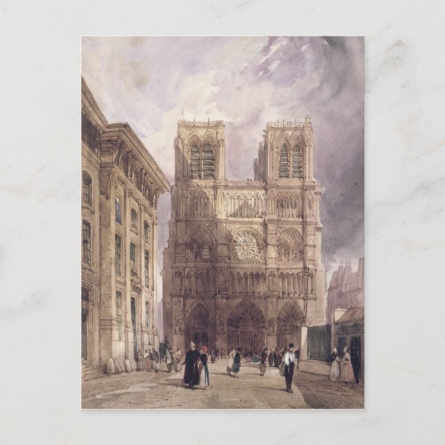 Cartão Postal A catedral de Notre Dame, Paris, 1836 (Frente)