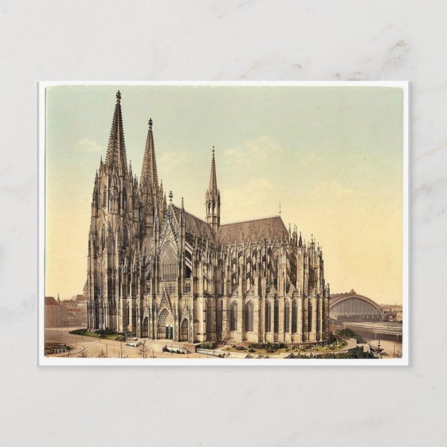 Cartão Postal A catedral, lado, Colônia, Reno, Alemanha r (Frente)