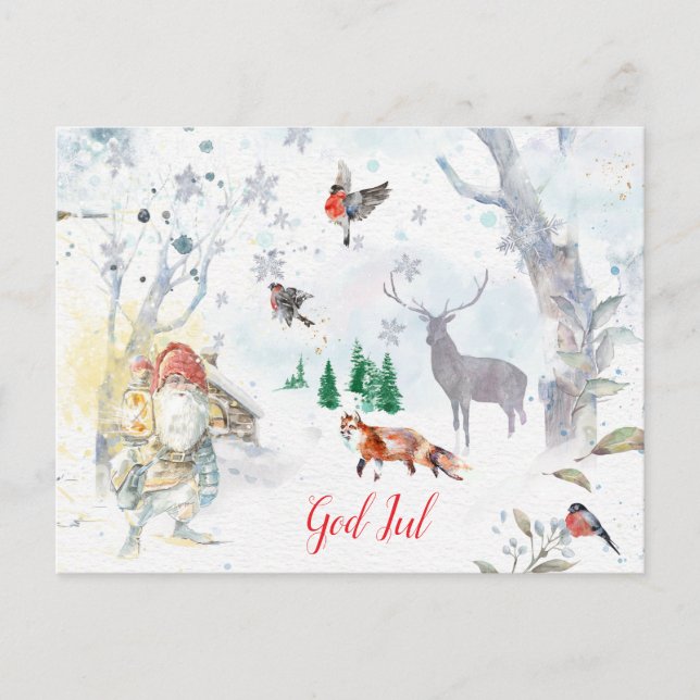 Cartão Postal A charming Scandinavian winter gnome (Frente)