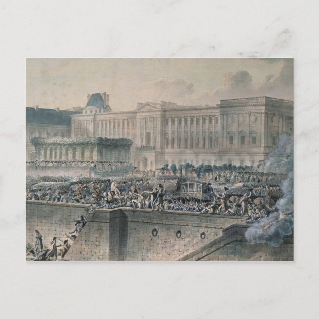 Cartão Postal A chegada de Luís XVI em frente ao (Frente)